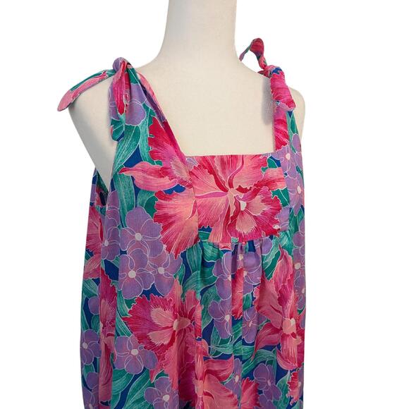 Vintage 1970s Handmade Floral Maxi Dress - Women's Large - Picture 4 of 8